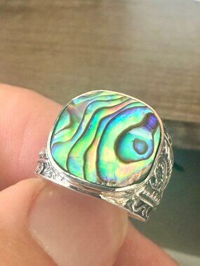 Samuel B 925 Sterling Silver Natural Abalone Pearl Artisan Ring